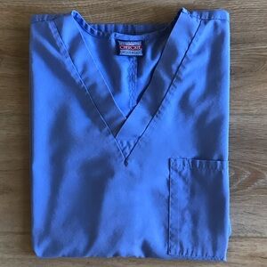 Cherokee Workwear Men's Light Blue V-Neck Short Sleeve Scrub Top Size Large